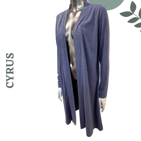 🛍️3/$40 Lightweight Longline Cardigan by Cyrus | Medium | Soft Stretch Knit Blue - Picture 2 of 7